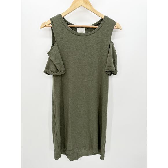 Caslon Green Cold Shoulder Midi Rayon Blend T-Shirt Dress Womens Size Small - Picture 1 of 7
